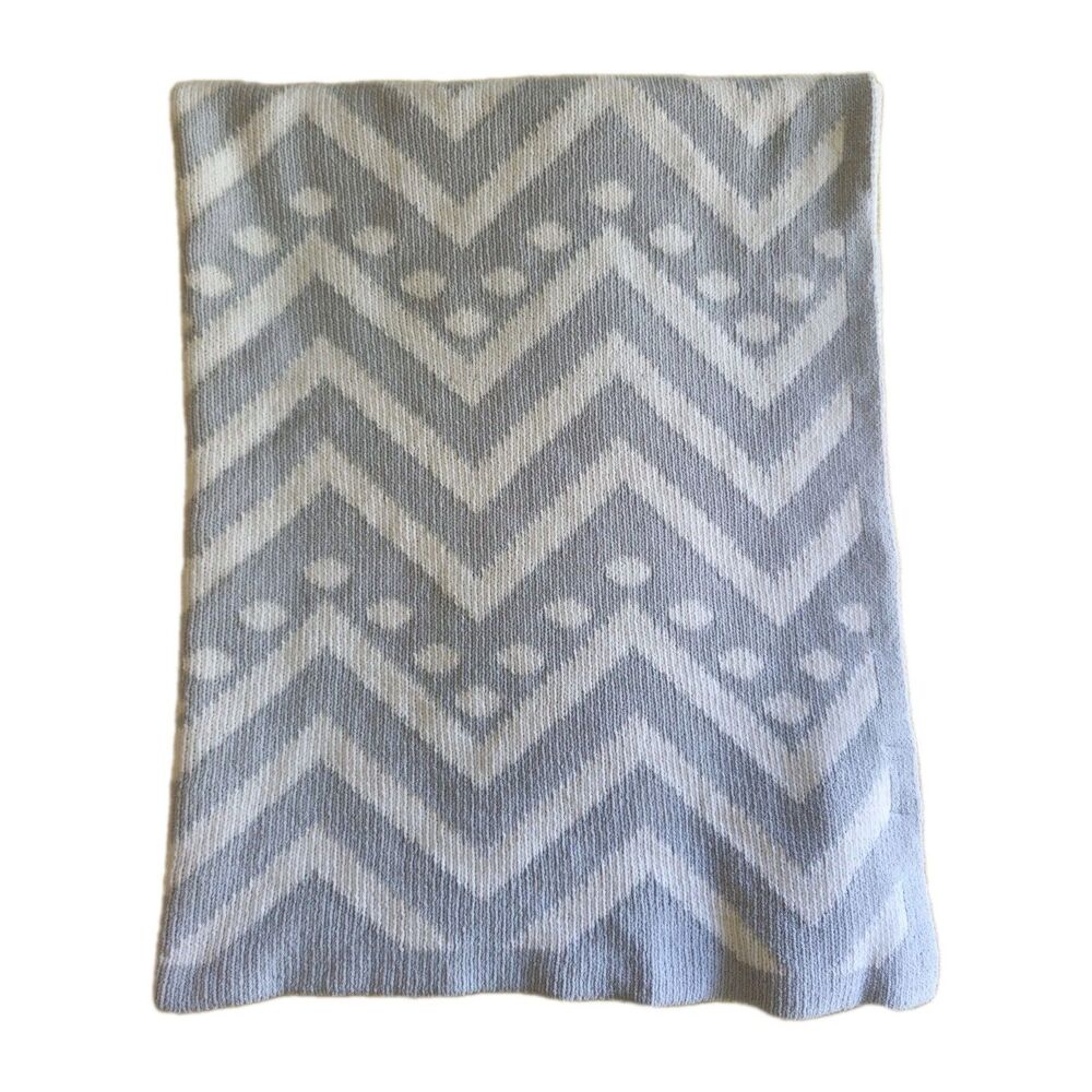 Harper Canyon Gray White Baby Blanket Chenille Chevron Stripe Polka‎ Dot 30'x38'